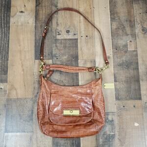 Coach Kristin Embossed Walnut Brown Croc Leather Bag Purse Satchel Limited 16827
